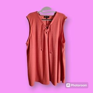 Lily Morgan Women's Terracotta Lace Up Top Size 3X